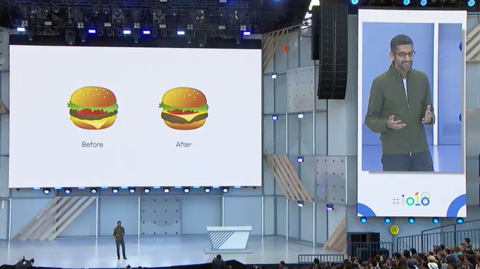 Sundar Pichai kicks off I/O 2018 by acknowledging the burger emoji incident