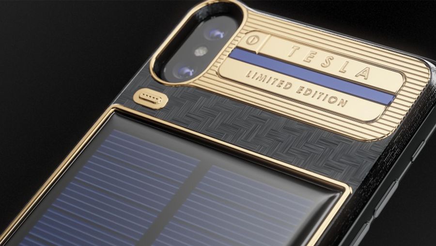 Close up of iPhone X Tesla