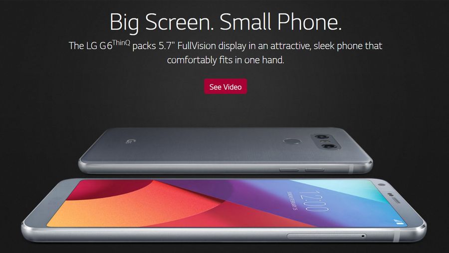LG website showing the LG G6 ThinQ