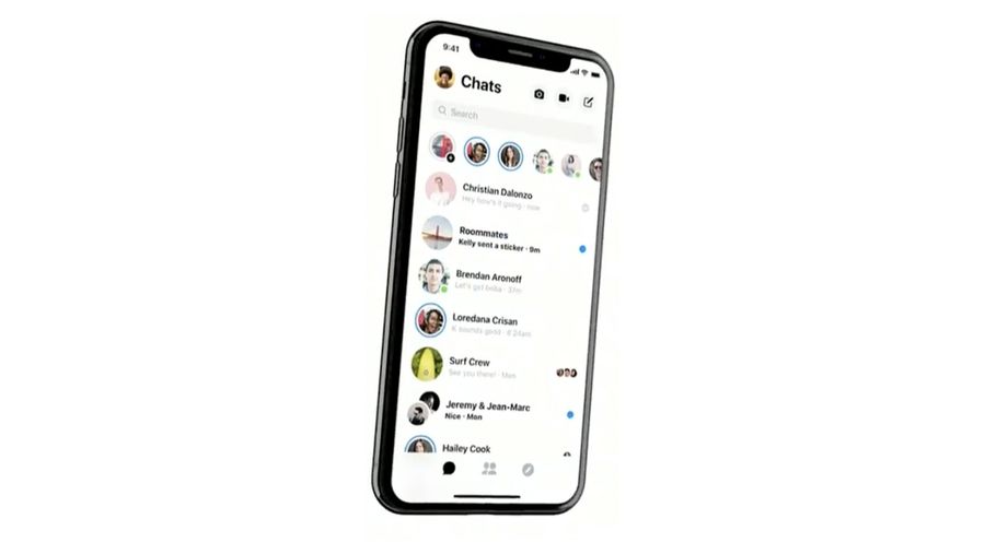 Facebook Messenger redesign on an iPhone X