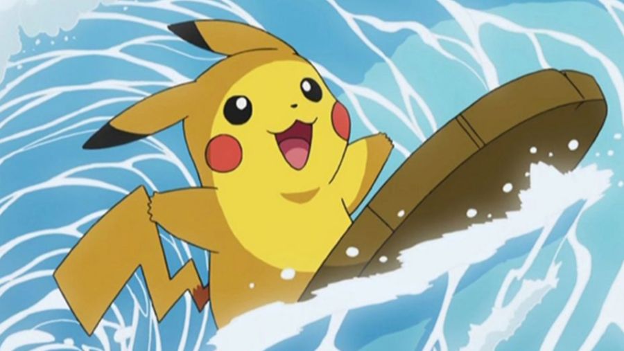 Pokemon Pikachu on surfboard