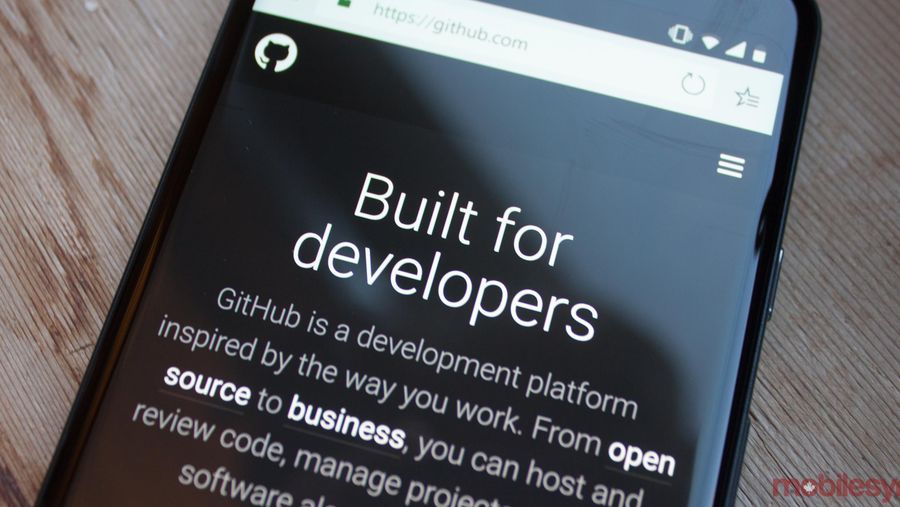 GitHub website on mobile