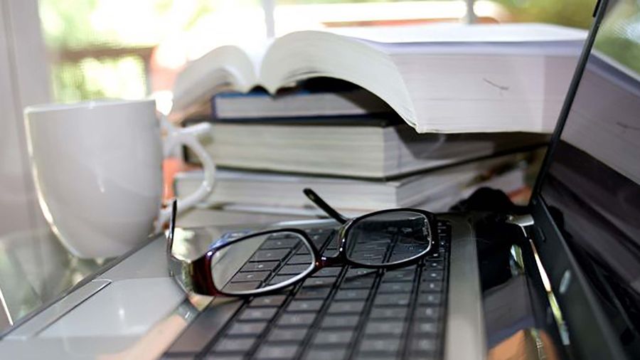 glasses on laptop