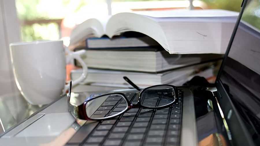 glasses on laptop