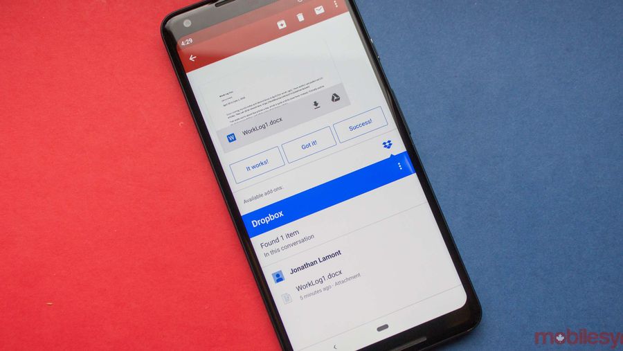 Dropbox for Gmail add-on