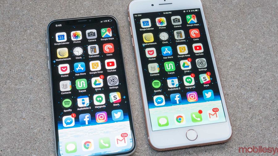 the iPhone X compared with the iPhone 8 Plus