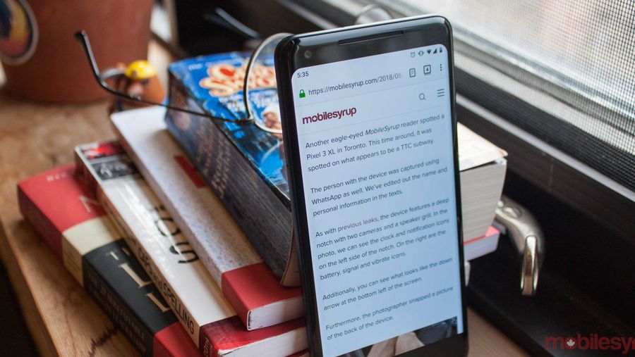 Pixel 2XL leaning against books
