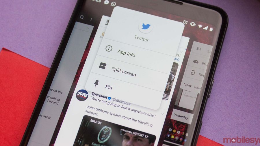Split screen in Android Pie