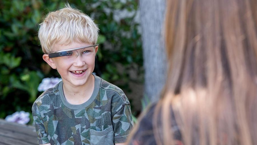 A child uses Google Glass experimental autism therapy