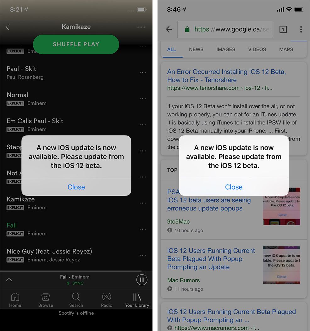 iOS 12 beta issue