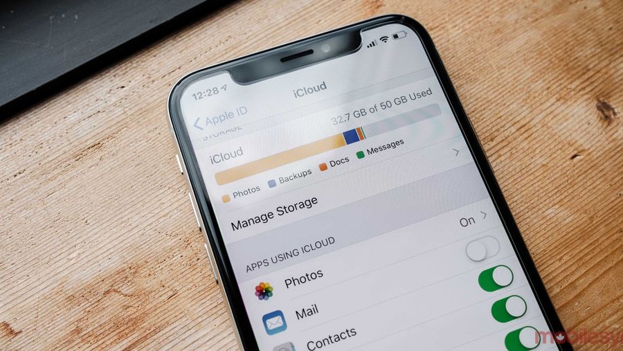iOS's iCloud settings page