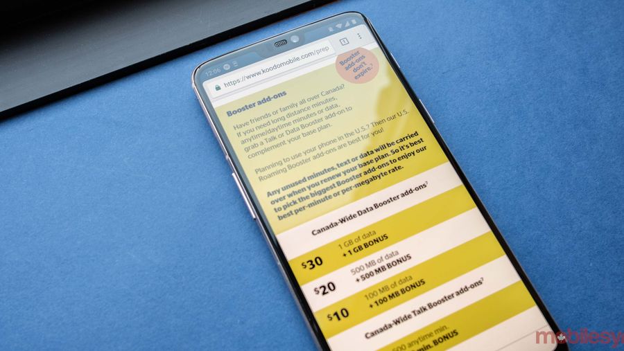 Koodo's Booster webpage