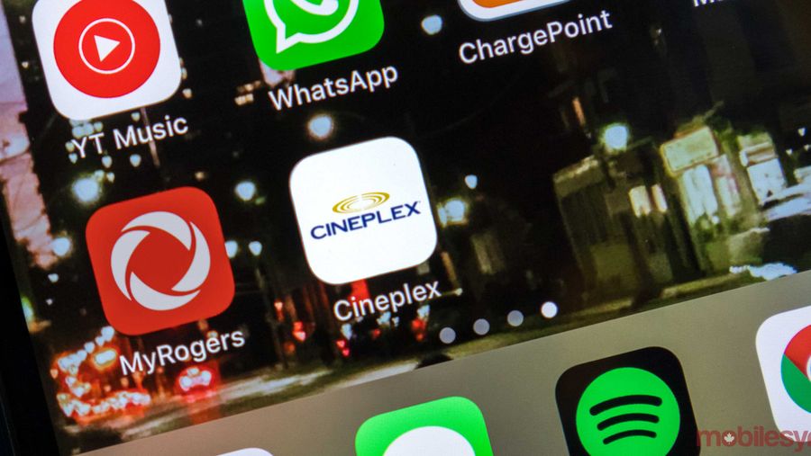 Cineplex app on iPhone