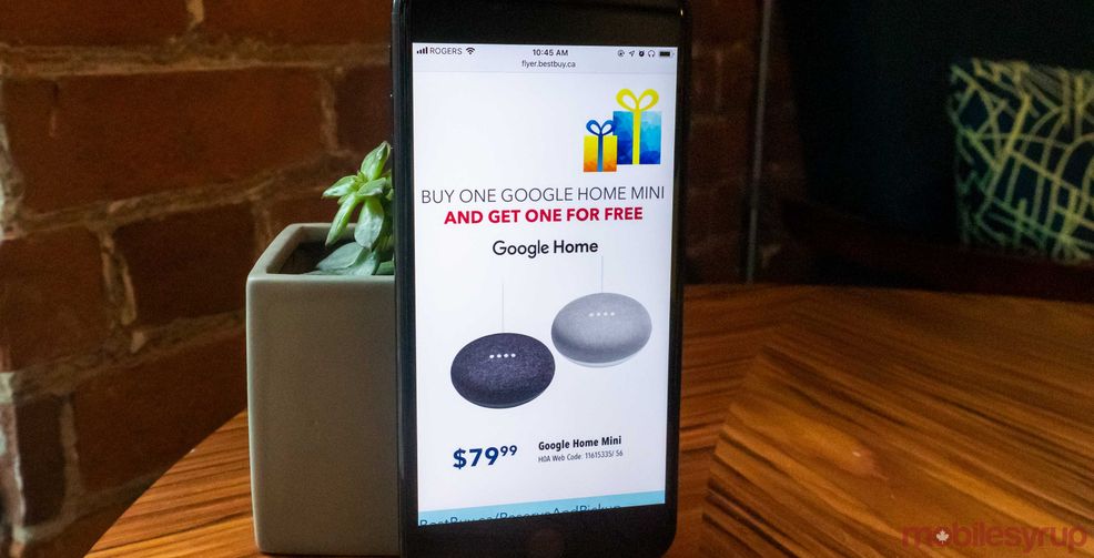 Best Buy Canada offers buy one get one free on Google Home Mini