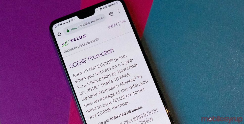 Telus offers 10,000 Scene points when you activate two-year plans