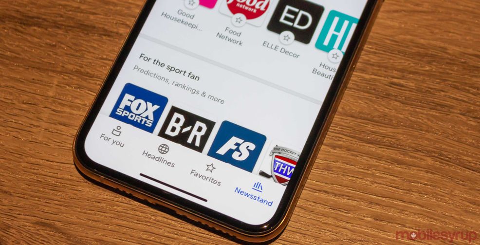 Google News Newsstand section