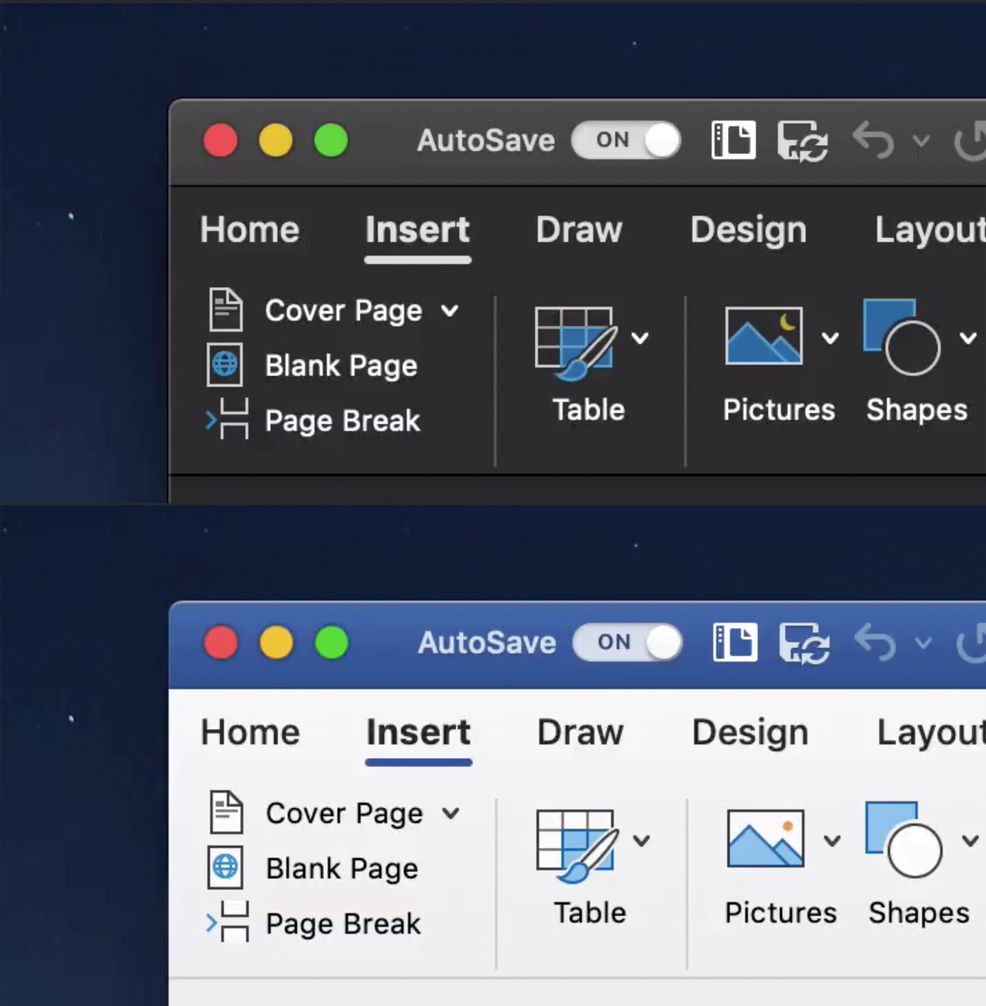 Microsoft updates Office 365 suite to support macOS Mojave’s dark mode