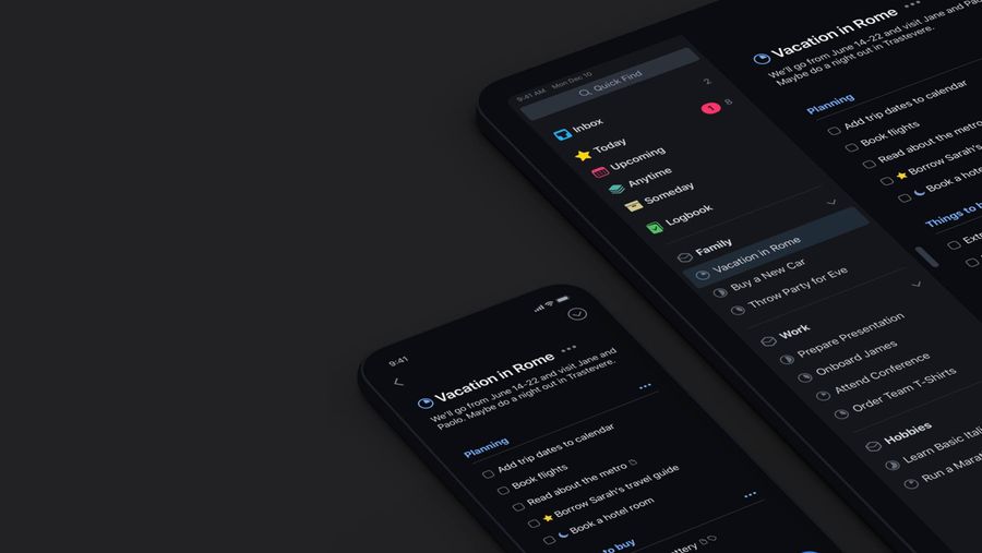 Things task manager dark mode