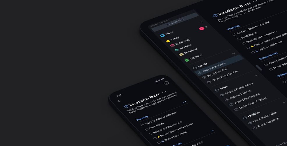 Things task manager dark mode