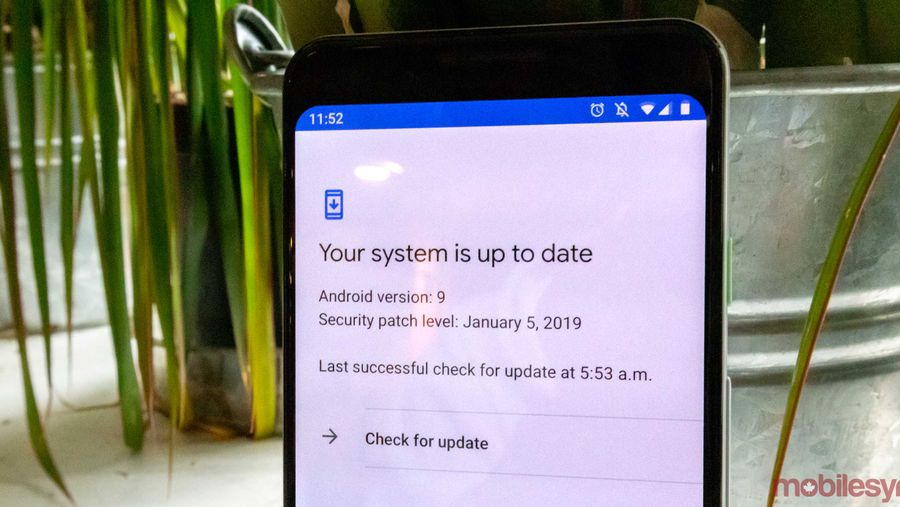 Google Pixel 3 update button