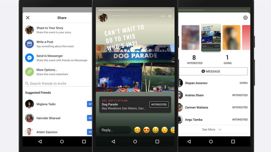 Facebook events in Stories