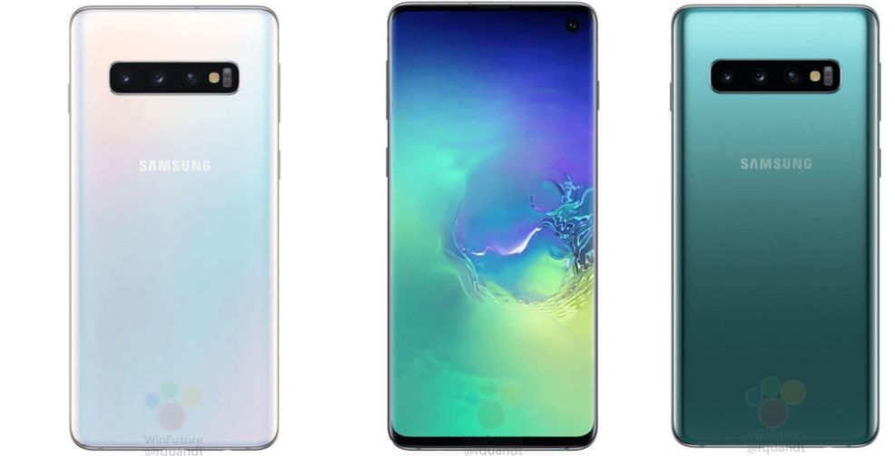 Here are renders of the Samsung Galaxy S10 and S10+ in black, white and teal