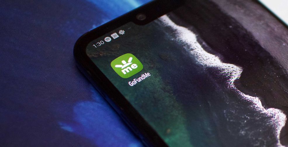 phone with GoFundMe app