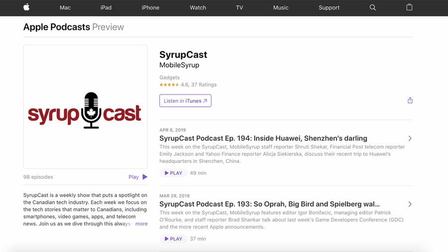 Apple Podcasts SyrupCast