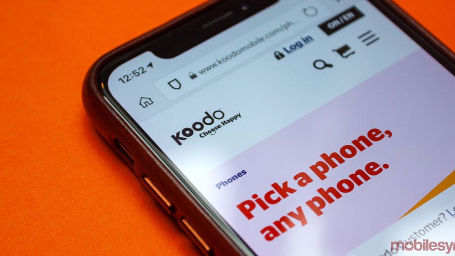 Koodo website on iPhone