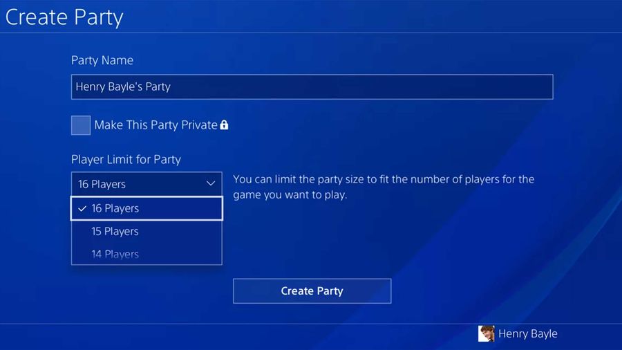 PlayStation 4 expanded parties