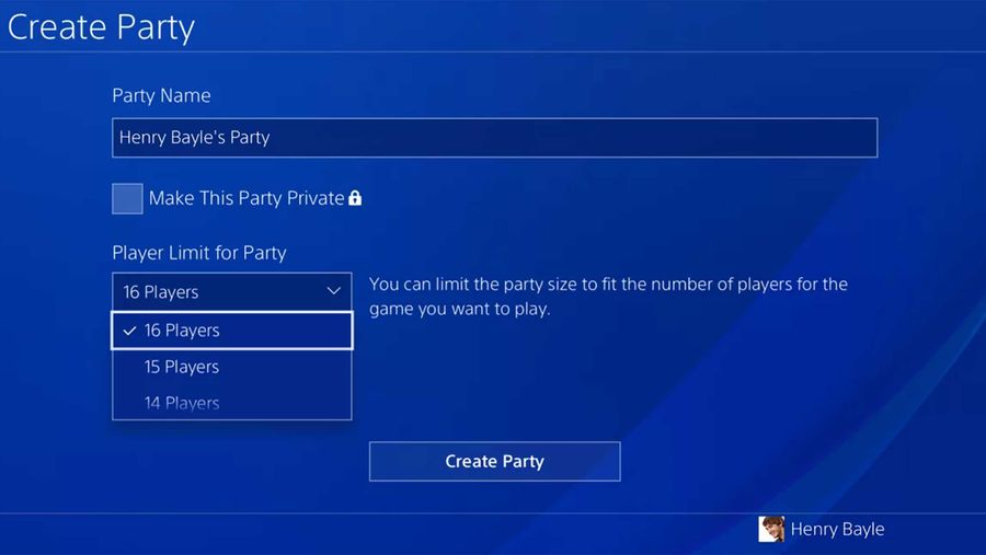 PlayStation 4 expanded parties
