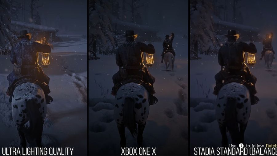 Lighting comparison of PC, Xbox One X and Stadia in Red Dead Redemption 2
