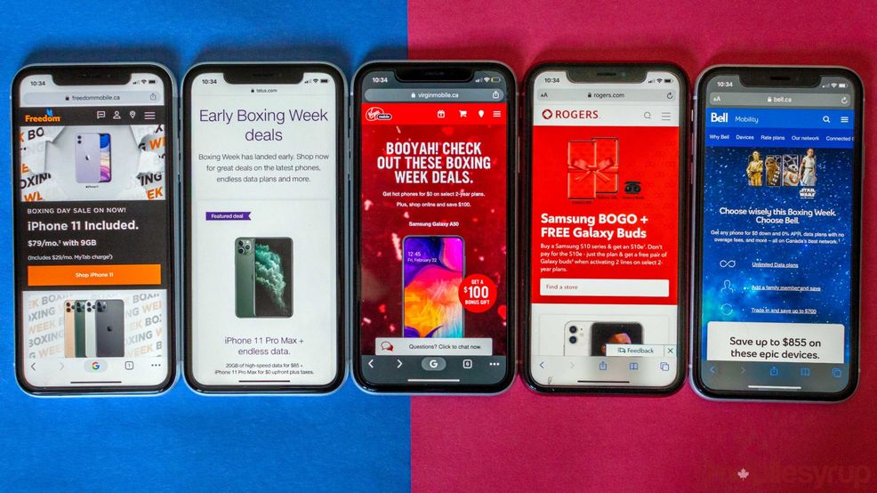 Here’s a round-up of Canadian carrier 2019 Boxing Week deals