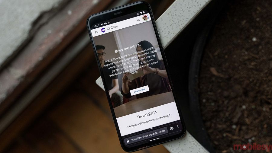 ARCore website on Pixel 4