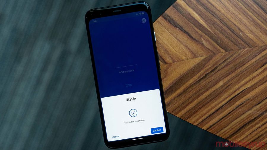 Box app with Pixel 4 unlock