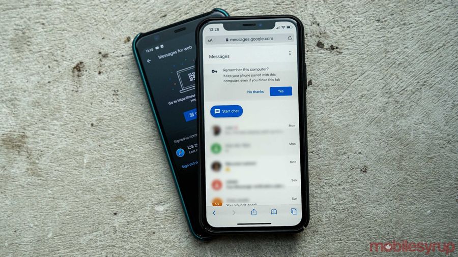 Messages for Web on iOS
