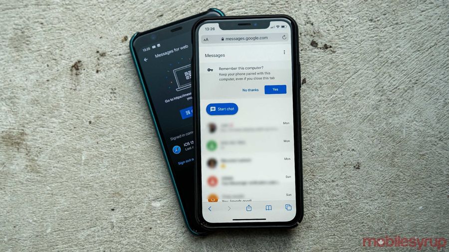 Messages for Web on iOS
