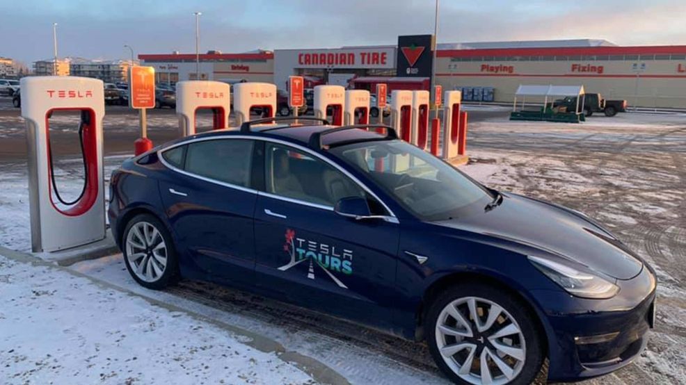 Two Canadians are driving across Canada in a Tesla Model 3