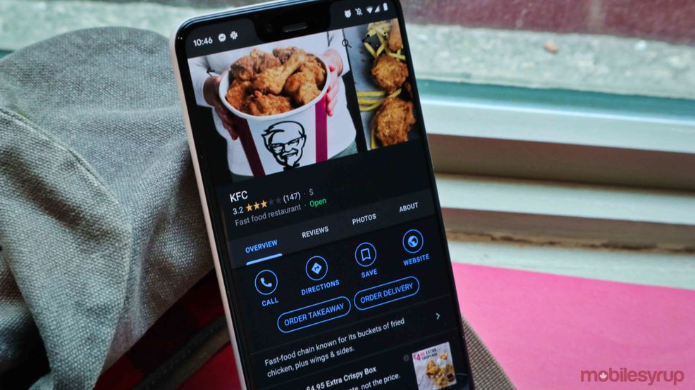 Google piloting online food ordering in Canada with KFC
