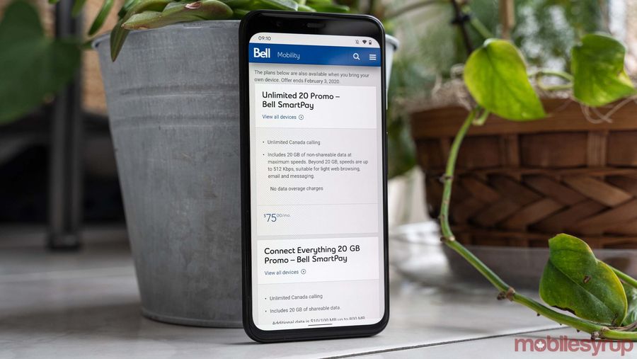 Bell $75 20GB plan