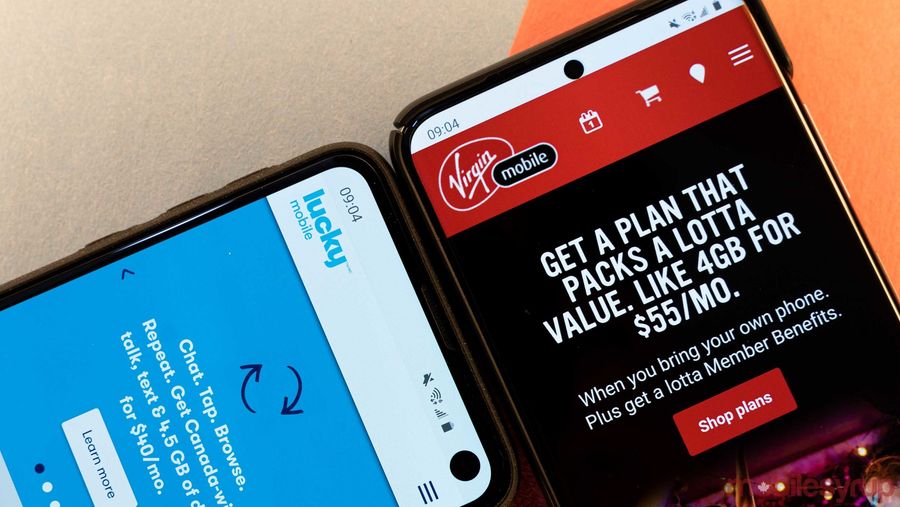 Lucky Mobile and Virigin Mobile websites