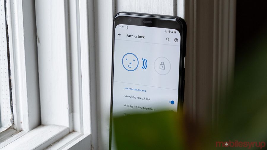 Pixel 4 Face unlock menu