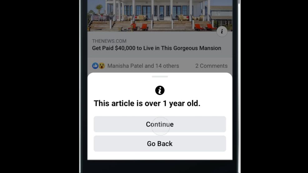 Facebook to notify users before they share an old article