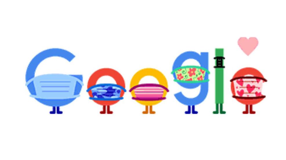 Today’s Google Doodle reminds users to wear a mask