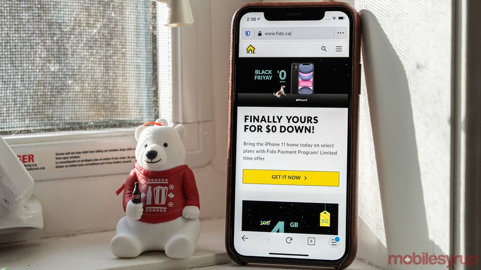 Fido website on iPhone