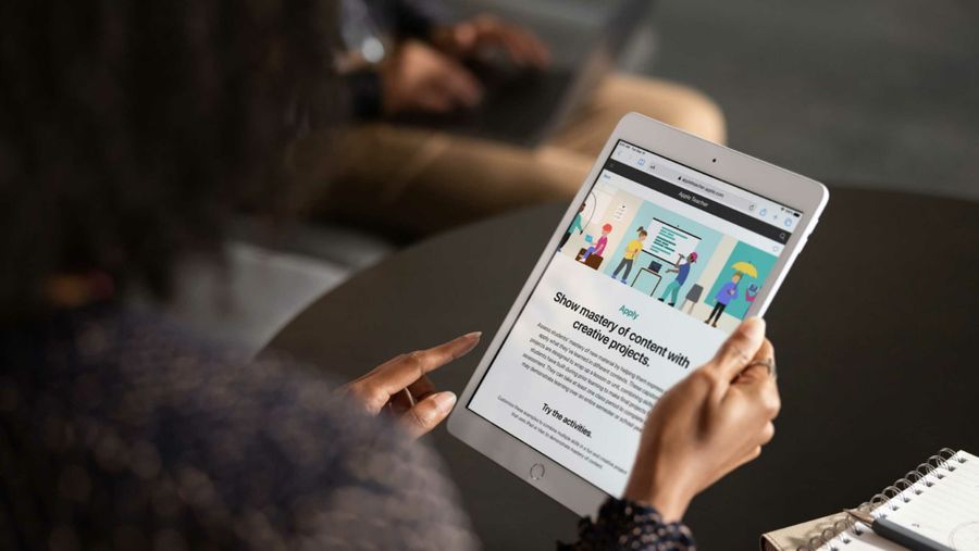 Apple's new education content on an iPad