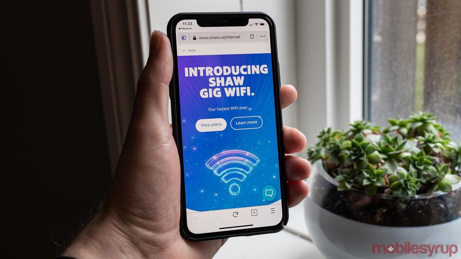 Shaw Gig Wifi website on mobile