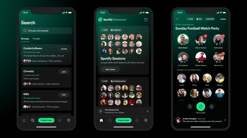 Spotify launches Greenroom to go head-to-head with Clubhouse