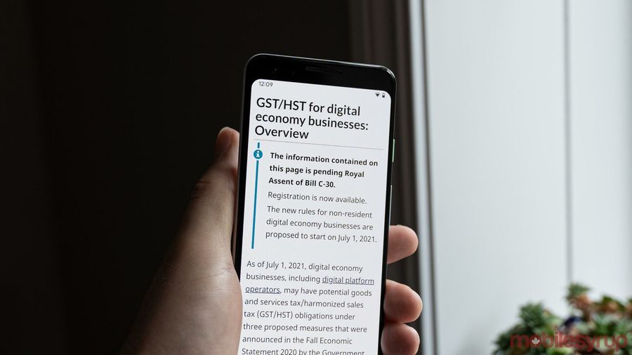 CRA website detailing Canada's digital tax