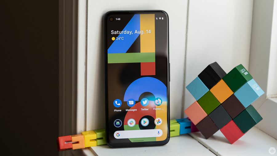 Pixel 4a with promo '4a' wallpaper